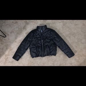 Leather puffer jacket